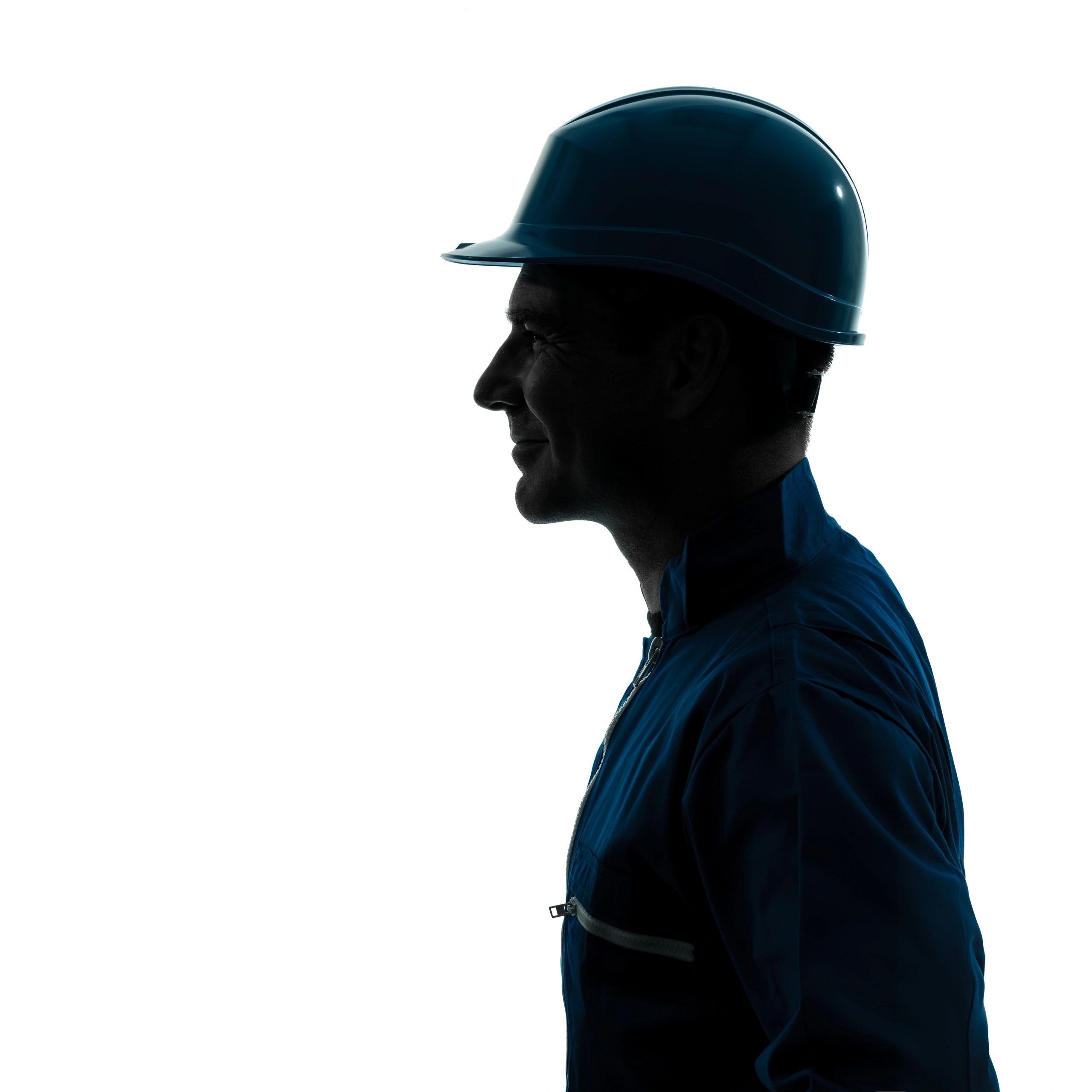 Profile silhouette portrait of a construction worker