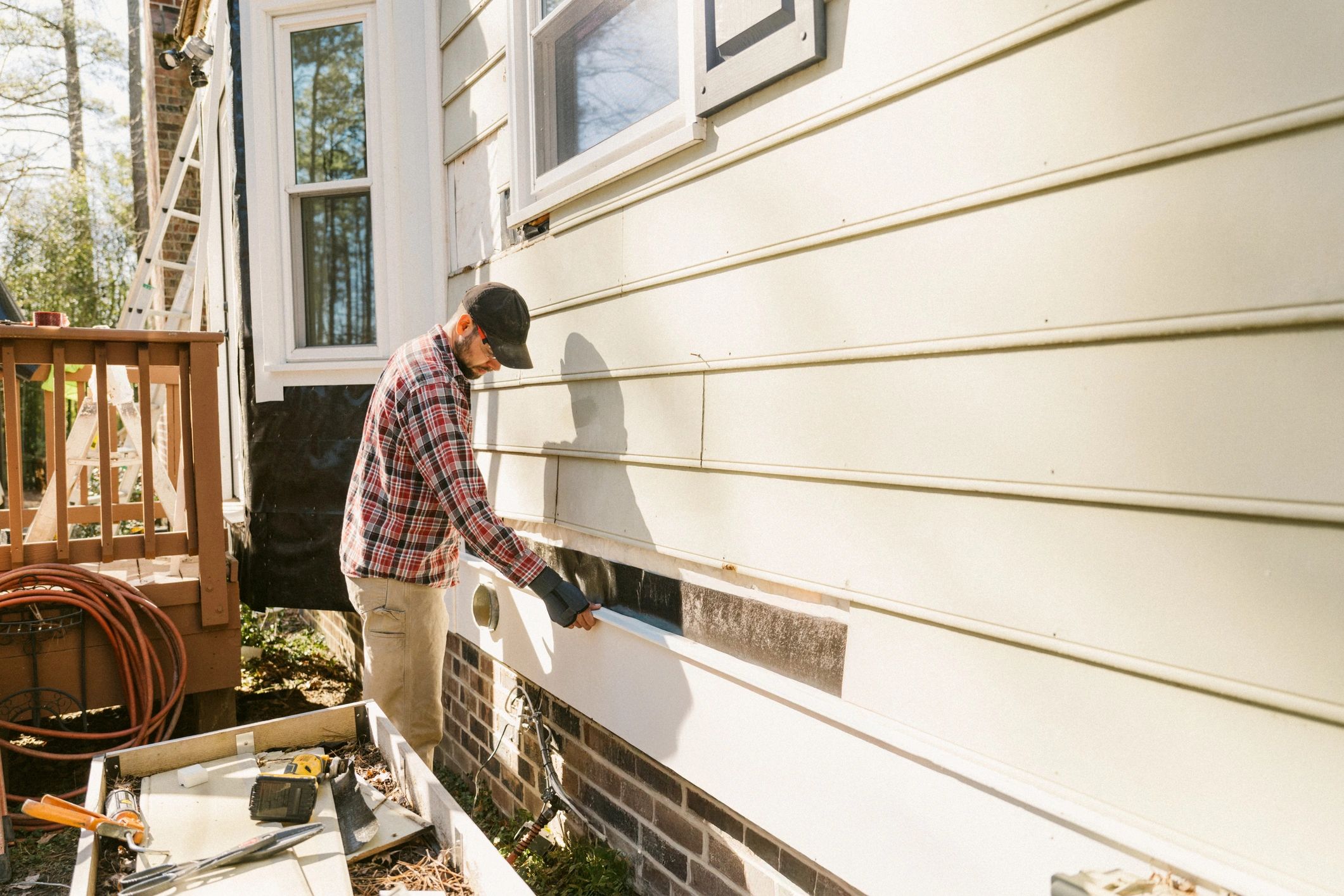 Technician performing a building maintenance inspection